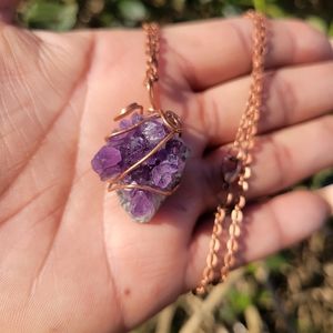 Amethyst Druzy Cluster Necklace Amethyst Necklace February Birthstone